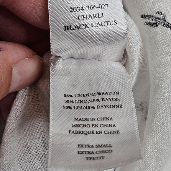 Rails Charli Black Cactus Linen Blend Button Down Shirt Women's XS - Picture 9 of 9